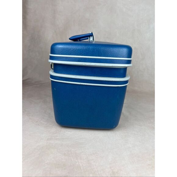 Vintage Samsonite Sentry Blue Train Case with Tray + 3 Keys - Picture 5 of 13
